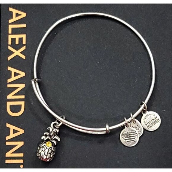 Nice Alex and Ani Pineapple Charm Bracelet silver tone, and Bella Ryann Expandab - Picture 3 of 12